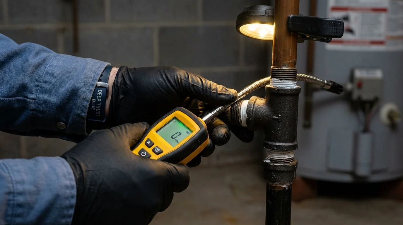 Gas leak detection with electronic sniffer by Johns Plumbing LLC in Bryan